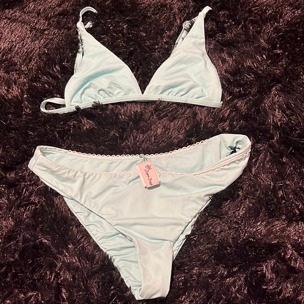Dipping daisys teal blue Bikni set